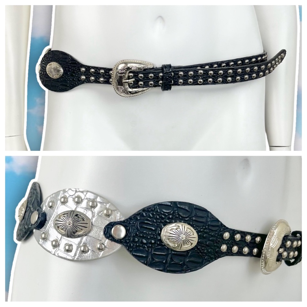VINTAGE Y2k 2000s StyleWomen's Faux LeatherConcho Belt Vegan Boho/Western WEAR